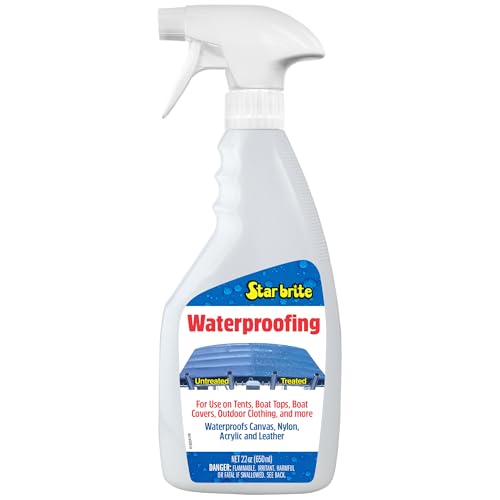 STAR BRITE Waterproofing Spray, Waterproofer + Stain Repellent + UV Protection for Boat Covers, Car Covers, Bimini Tops, Tents, Jackets, Backpacks, Boots, Awnings, Patio Covers & More - color: 22 Oz