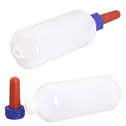 1L Calf Nursing Bottle with Rubber Screw-On Replacement Nipple