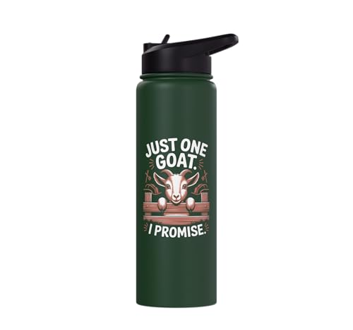 Just One Goat I Promise Cute Coat Pygmy Goat Farmer Stainless Steel Insulated Water Bottle - color: Dark Green