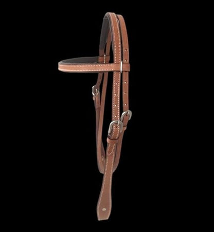 Majestic Ally Padded Leather Brow Band Headstall for Horses - color: Natural