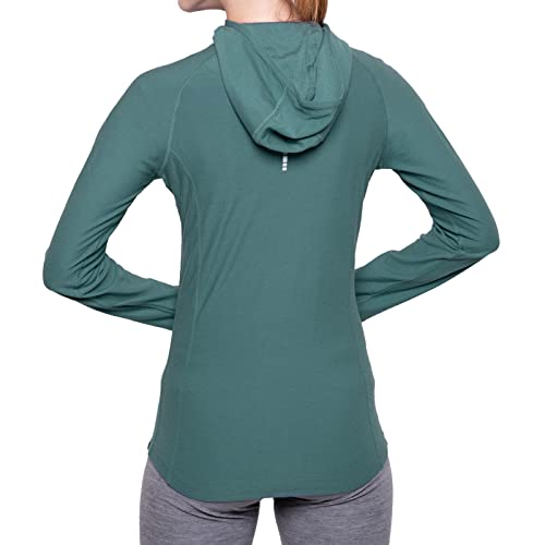 MERIWOOL Women’s Base Layer Hoodie Lightweight Merino Wool Long Sleeve Thermal - color: Teal, size: Small