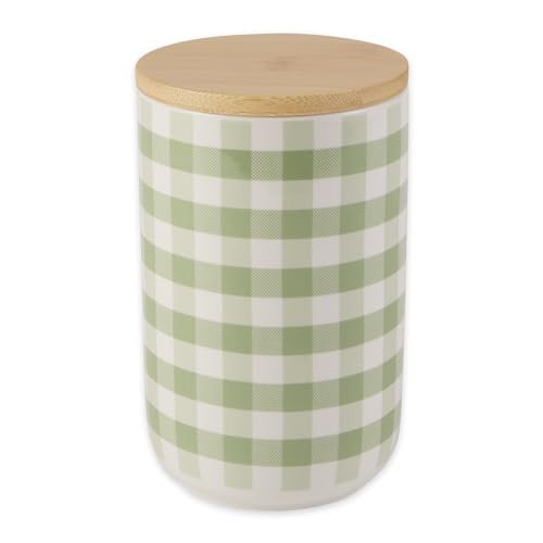 Bone Dry Ceramic Pet Treat Canister, Dishwasher Safe, 4x6.5 Desert Sage Petite Check - color: Desert Sage Petite Check, size: 4x6.5"