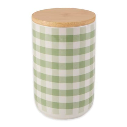 Bone Dry Ceramic Pet Treat Canister, Dishwasher Safe, 4x6.5 Desert Sage Petite Check - color: Desert Sage Petite Check, size: 4x6.5"