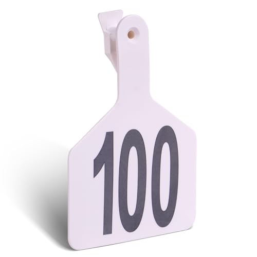 Cattle Ear Tags Numbered 100 Pcs Large Cow Tags White | Pre-Numbered 001-100, One-Piece, Fit, Not Easy To Fall Off, Easy Application, Durable, Fade-Resistant & Cold-Resistant - color: White, size: 100