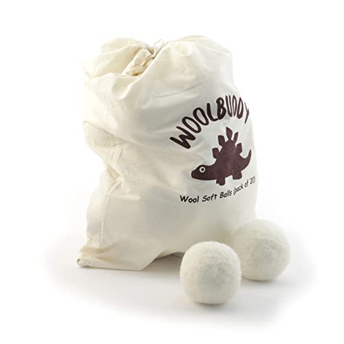 Woolbuddy Wool Felt Balls 12 PCS for Needle Felting 3 Size (3, 2.7, 2 Inch) | 100% Pure Wool Felt Balls 20PCS / 12PCS for Needle Felting & Christmas Holiday Ornaments, Core Wool Balls with Drawstring Bag