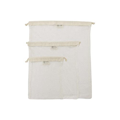 Organic Cotton Mesh Laundry Bag – Set of 3 (L,M,S) | Three Versatile Sizes—From Bras to Blouses • GOTS Certified • Microplastics-Free - size: Set of 3 (L, M, S)
