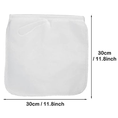 2 Pack Reusable 150 Micron Fine Mesh Bag Nut Milk Bag, Nylon Nut Bag Strainer for Straining FruitJuice,Apple Grape Wine Press,NutMilk,Yogrut,Doufu,Almond, Coffee with Drawstring (11.8x11.8in)