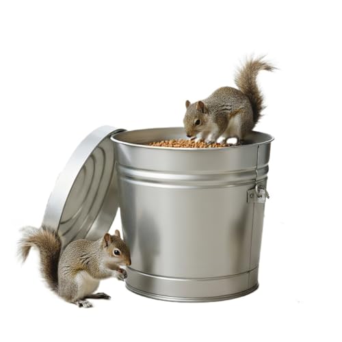 6-Gallon Galvanized Steel Storage Can with Lid, Heavy-Duty Metal Trash Can for Outdoor, Indoor Use, Pet Food Container, Bird Seed Storage, Ash Bucket, Rodent Proof, Ideal for Garage, Garden, Patio