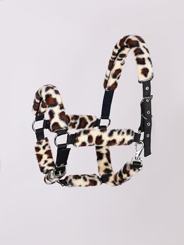 Harrison Howard Fleece Halter Covers for Horses, Set of 9, Prevent Hair Loss Pressure Marks, Padded Horse Halter Fleece Set Beige Leopard - color: Beige Leopard