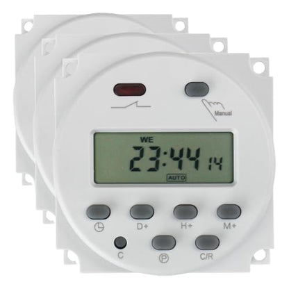 Baomain Time Switch Relay,Digital LCD Programmable Timer,24V DC/AC Input,200-250V 16A Output,28 Programs Daily/Weekly Schedule,CN101A for Lighting and Equipment Control (Pack of 3) - size: Timer (Pack of 3)