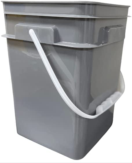 House Naturals 4 Gallon Square Food Grade Bucket Pail with Plastic Handles and Lid (Pack of 3) Made in USA containers (Aqua/Blue/Gray) - color: Aqua/Blue/Gray