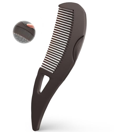 Dandruff Comb Removal Hollow Fine Tooth Scalp Detox Hair Care Tool 1PC | Build Up Flakes Lice Comb, Self Cleaning, Button Release Design, Anti Slip Comb Handle, Scalp Masssage, for Women Men Kids - color: 1PC Brown