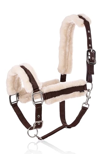 Equinavia Valkyrie Ultra Fleece Soft Padded Horse Halter Breakaway - color: Brown/Ivory White, size: Cob