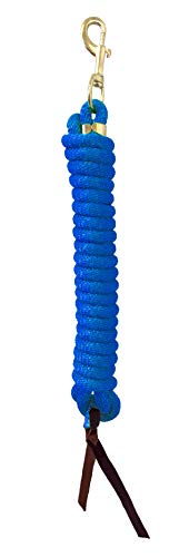 Nylon Training Lead Rope Leather Ends 14' w/Swivel Snap (Royal Blue) - color: Royal Blue