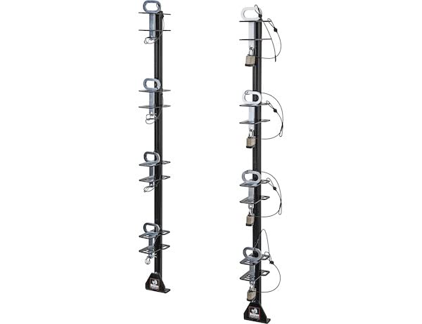 Buyers Products LT14 4-Position Lockable Weed Wacker/Trimmer Rack for Landscape Trailers - Adjustable, Black Powder-Coated Steel, Holds 4 Weed Eaters, Rust-Resistant Lawn Edger Rack, Made in USA - size: 4-Position