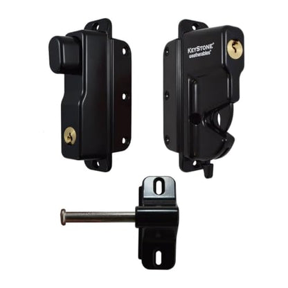 Weatherables Keystone 2-Sided Key-Lockable Gate Latch – Zinc Diecast Metal Heavy Duty Gate Latch with Self-Latching Gate Lock, Made for Easy Installation on Metal, Wood & Vinyl Fences, Keyed Alike - style: 2-Sided Metal
