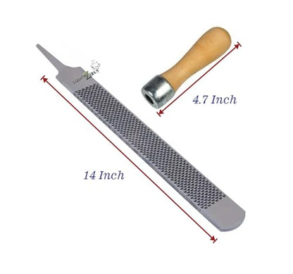 Premium Farrier Hoof Rasp for Horse Hooves - Heavy-Duty Equine Hoof Trimming & Shaping File with Ergonomic Wooden Handle for Professional Horseshoe Maintenance, Hoof Care, and Grooming