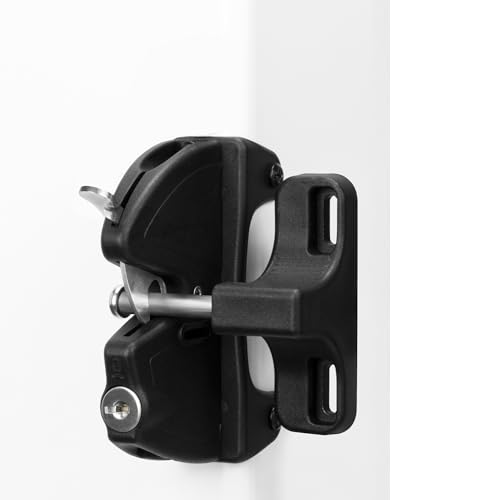 HILLMASTER Key Lockable 2 Sided Gate Latch Key,Self Locking Gate Latch Gate Fence Lock for Outdoor Gates,Locking Gate Door Lock Fence Latch Gate Hardware for Metal,Wood,Vinyl Fence,Black Finish