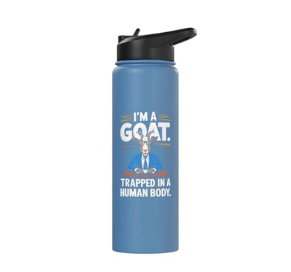 I´m A Goat Trapped In A Human Body Coat Pygmy Goat Farmer Stainless Steel Insulated Water Bottle - color: Light Blue