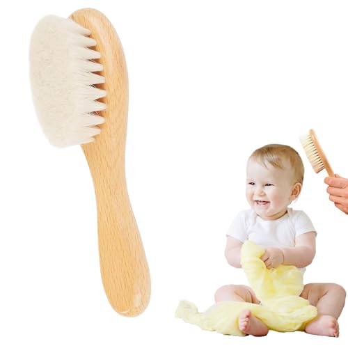 2 Pcs Baby Hair Brush, Baby Brush with Natural Soft Goat Bristles for Infant, Toddler, Newborns