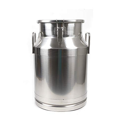 Milk Can Milk Bottle, 20/30/ 40/50/ 60L Stainless Steel Heavy Duty Milk Jug Wine Pail Bucket Square Liquid Container Storage with Embedded Silicone Sealed Lid for Home Restaurant Bar Silver (30L) - size: 30L