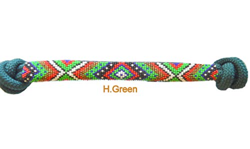 Nylon Horse Braided Rope Halter Beaded Noseband Lead Rope (H. Green A) - color: H. Green A
