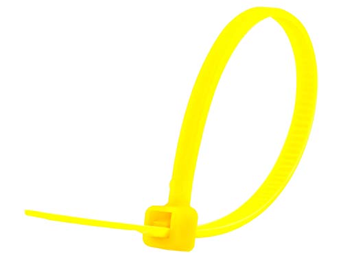 Secure 4 Inch Yellow 18 lb Miniature Nylon Cable Tie - 100 Pack - color: Yellow, size: 4 Inch