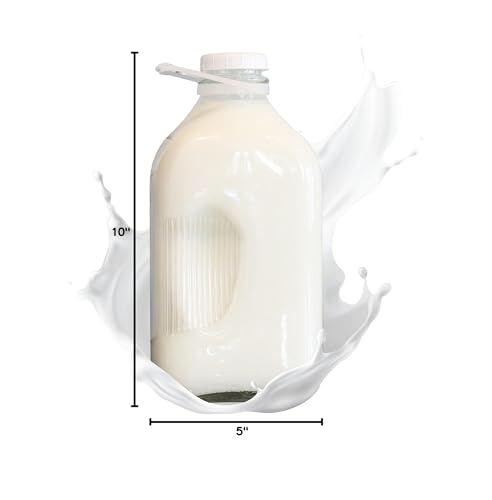 The Dairy Shoppe Heavy Glass Milk Bottle - Jug with Lid and Silicone Pour Spout - Clear Milk Container for Fridge - Reusable Glass Milk Jug Dispenser - Made in USA (64 oz, 1 Pack) - size: 64 Ounces