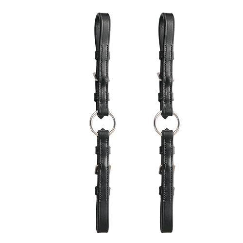 Exion Adjustable Pelham Bit Converter – Leather English Horse Riding Roundings with Double Buckles & Central Rein O-Ring, Single Rein Pelham Straps Adapter for Bridles (Pair, Full Size)