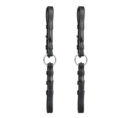 Exion Adjustable Pelham Bit Converter – Leather English Horse Riding Roundings with Double Buckles & Central Rein O-Ring, Single Rein Pelham Straps Adapter for Bridles (Pair, Full Size)