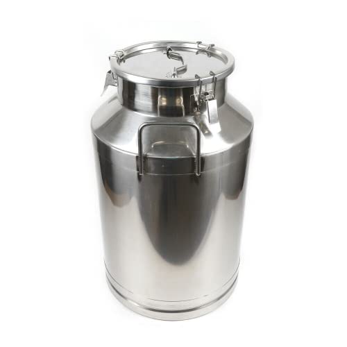 Milk Can Food Grade Stainless Steel Milk Transport Can Milk Bucket Wine Pail Bucket Milk Can Tote Jug with Sealed Lid for Milk Wine Liquid Storage Container (16 Gallon / 60 Liters) - color: 16 Gallon / 60 Liters