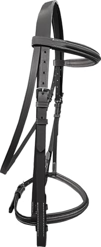 Majestic Ally Padded Raised English Bridle, Premium Leather, Matching Laced Reins - color: Black, size: Full