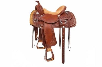 CHALLENGER Horse Western 5" Wide Bronze Engraved Aluminum Rubber Tread Show Stirrups 5176BZ