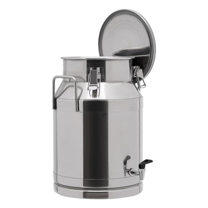 Stainless Steel Sealed Milk Barrel with Spigot，30L/7.92Gallon Large Milk Bucket Wine Can Pail Tote Tank with Sealed Lid & Handle for Milk Wine Oil Liquid Tranport Storage Container - size: With Spigot