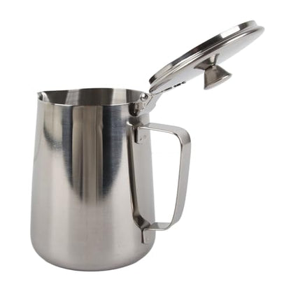 Ejoyous Stainless Steel Milk Frothing Pitcher, Coffee Cup Mug Milk Frothing Pitcher Jug with Lid for Latte Coffee Art Office Kitchen (1000ML)