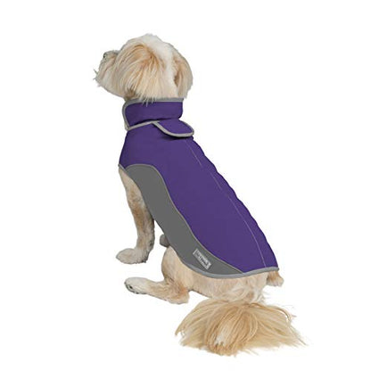 Jacket for All Dogs, Fleece-Lined, Waterproof Doggie Vest, Reflective Pet Parka (X-Small, Purple and Grey) - color: Purple/Grey, size: X-Small