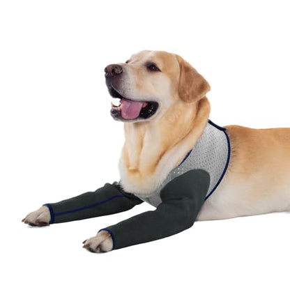 Coodeo Dog Recovery Sleeves, Cone Collar Alternative, Abrasion Resistant Dog Recovery Suit, Washable 2.5mm Thick and Waterproof, Pet Wounds Prevent Licking, Biting (Grey, S) - color: Grey, size: S