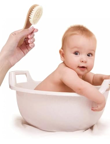 Wooden Handle And Super Soft Goat Hair, Soft Baby Brush For Newborns And Toddlers