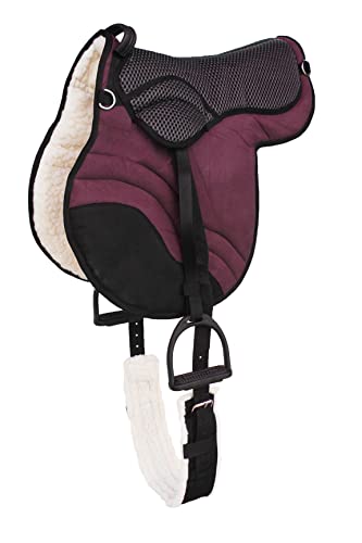 CHALLENGER Horse English Western Trail Fleece Padded Adjustable Bareback Saddle Pad 39TS05 - color: Burgundy