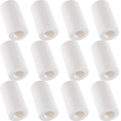 IndigoCase 12 Pack Self Adhesive Bandage Wrap 4 Inch x 5 yd Elastic Tape - color: White, size: 4 Inch - 12 Pack