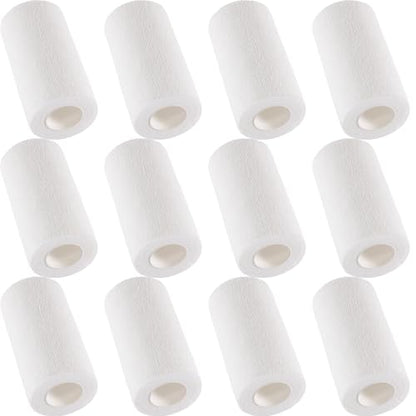 IndigoCase 12 Pack Self Adhesive Bandage Wrap 4 Inch x 5 yd Elastic Tape - color: White, size: 4 Inch - 12 Pack