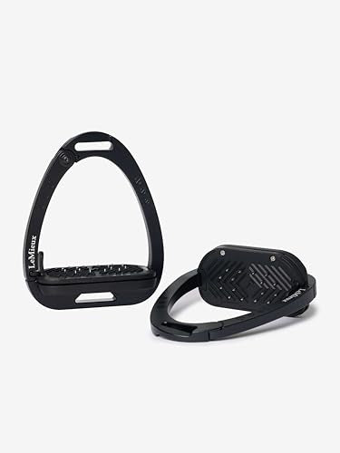 LeMieux Vector Control Stirrup - New Generation - Spring Loaded Hinged Arm - Cross Track Grip Surface - color: Black