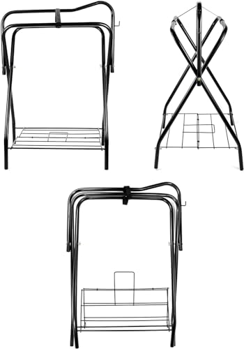 2 Pack Saddle Rack Portable Folding Horse Saddle Stand for English and Western Saddles,28" L x 19" W x 37.5" H - style: 2PCS Black