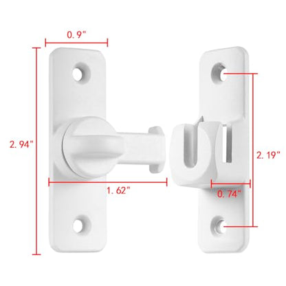 Matte White Aluminum Alloy Gate Lock,90/180 Degree Barn Door Latch - color: Matte White