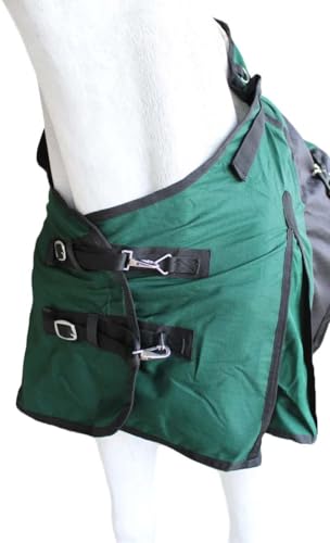 Challenger Horse 1200D Turnout Sheet Waterproof, Breathable, Light-Weight Rain Blanket with Bellyband, Ripstop Outer Shell 3EE13B - color: Hunter Green Black, size: 72 inches