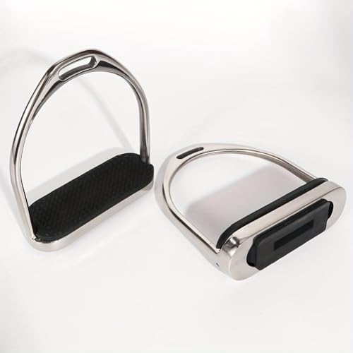 Juhua 304 Stainless Steel Horse Saddle Western Riding Stirrups Pair Leather Tread (A Pair)