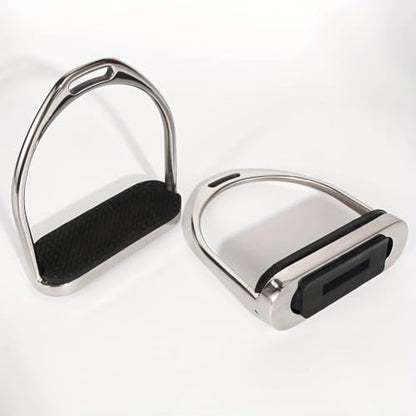 Juhua 304 Stainless Steel Horse Saddle Western Riding Stirrups Pair Leather Tread (A Pair)
