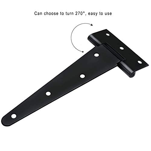 6 Inch T Strap Hinges 4 Pack, Heavy Duty Gate Hinges for Wood Fence