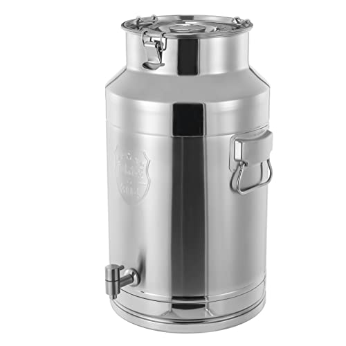 Stainless Steel Milk Can, 35 Liter Seamless Milk Jug Wine Pail Bucket with Spigot 9.24 Gallon Anti-Leak Liquid Storage Container Milk Pail with Sealed Lid Heavy Duty (35L with Spigot) - size: 35L with Spigot