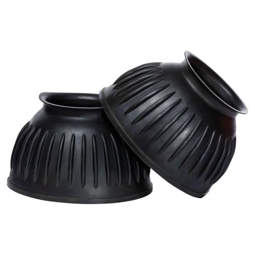 Dura-Tech Pull On Ribbed Rubber Bell Boots for Horses | Durable Shock Absorption | Rolled Collar for Comfort | Secure Pull-On Fit - size: Large